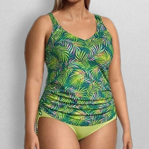 Lands' End V Neck Side Tie Underwire Tankini Swim Top Women's Plus Size 16 - Picture 9 of 9